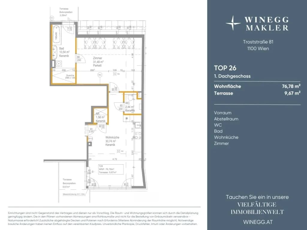 2-Zimmer-Wohnung mieten in Wien – 76,78 m², € 1.934 – Bild 9 von 9