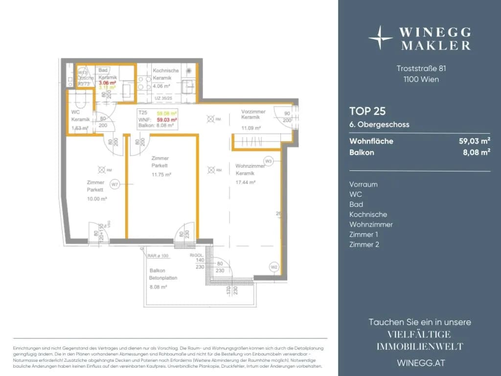 3-Zimmer-Wohnung mieten in Wien – 59,03 m², € 1.422 – Bild 11 von 11