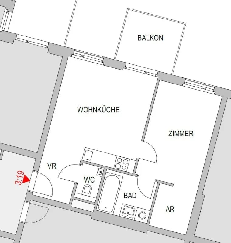 2-Zimmer-Wohnung mieten in Wien – 45,11 m², € 945 – Bild 6 von 7