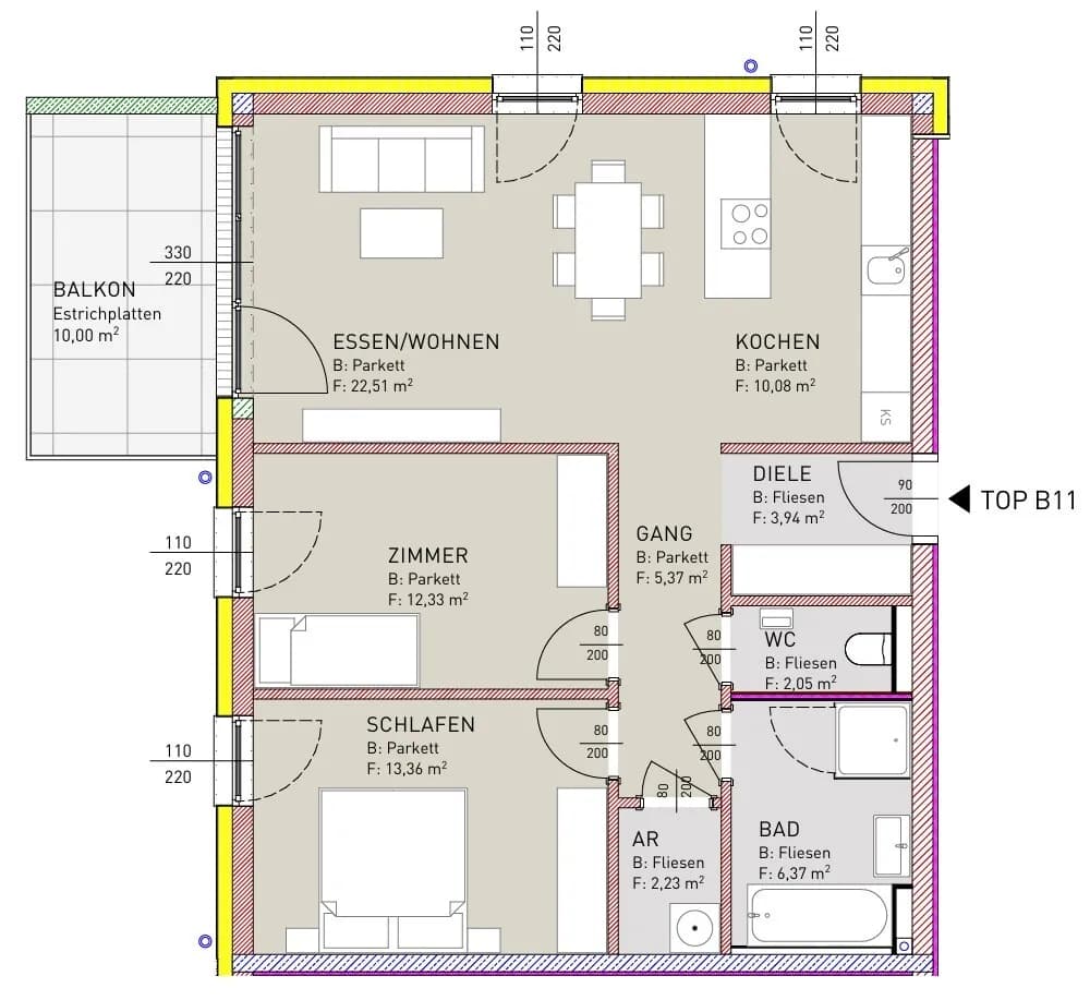 3-Zimmer-Wohnung mieten in Amstetten – 78,24 m², € 1.050 – Bild 8 von 8
