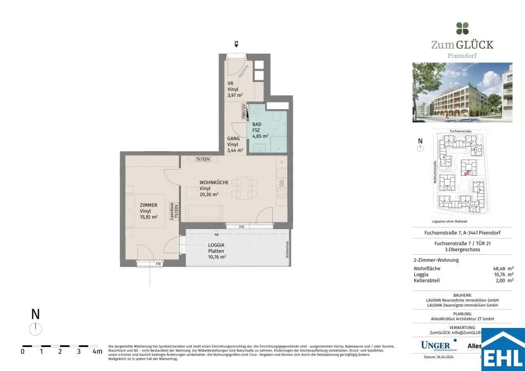 2-Zimmer-Wohnung mieten in Tulln – 48,48 m², € 785 – Bild 18 von 18