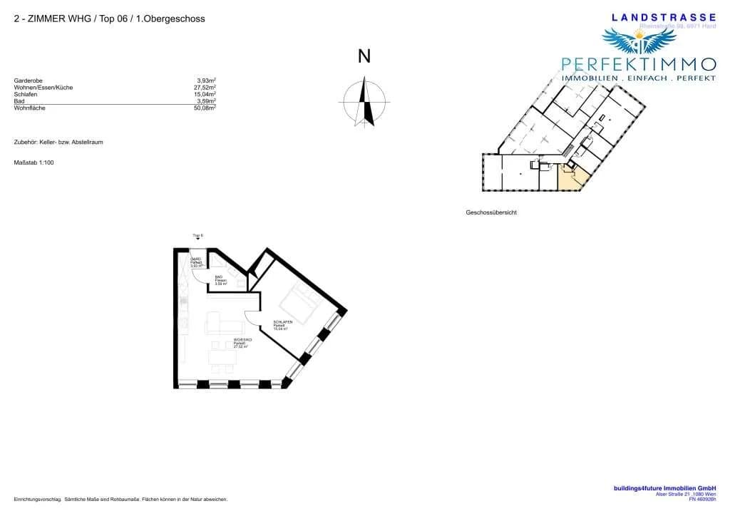 2-Zimmer-Wohnung mieten in Bregenz – 50,08 m², € 1.075 – Bild 8 von 9
