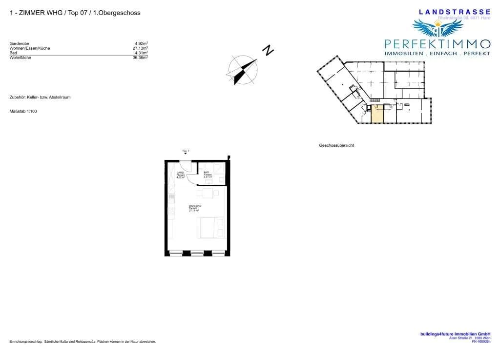 1-Zimmer-Wohnung mieten in Bregenz – 36,86 m², € 840 – Bild 9 von 13