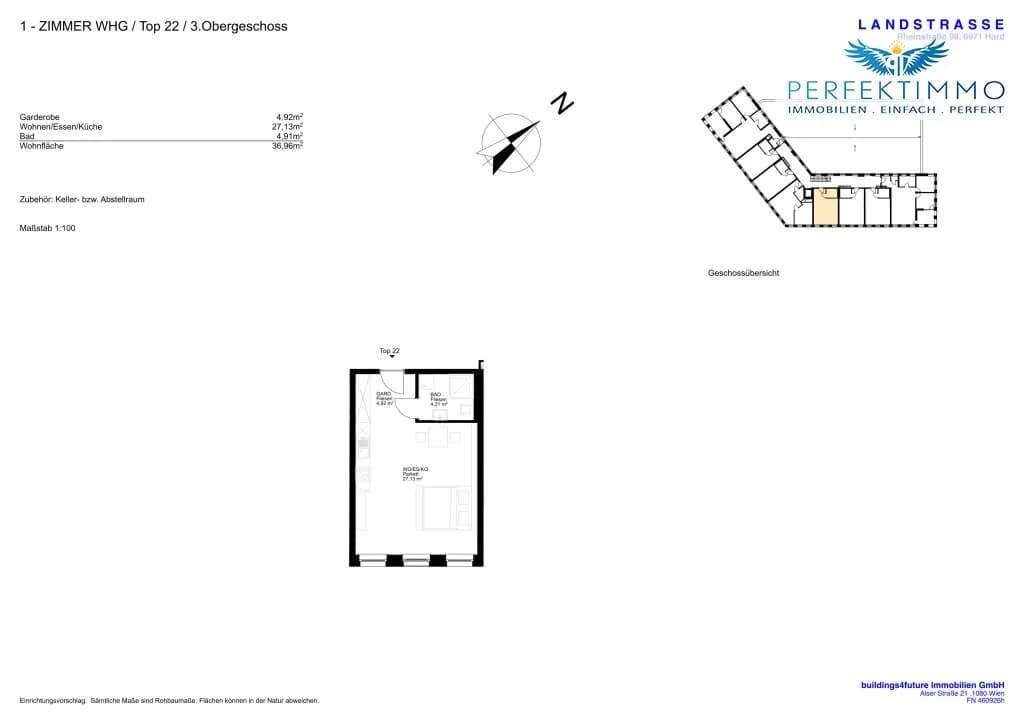 1-Zimmer-Wohnung mieten in Bregenz – 36,86 m², € 840 – Bild 12 von 13