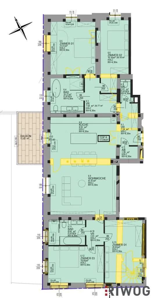 5-Zimmer-Wohnung kaufen in Wien – 173,86 m², € 1.150.000 – Bild 11 von 11