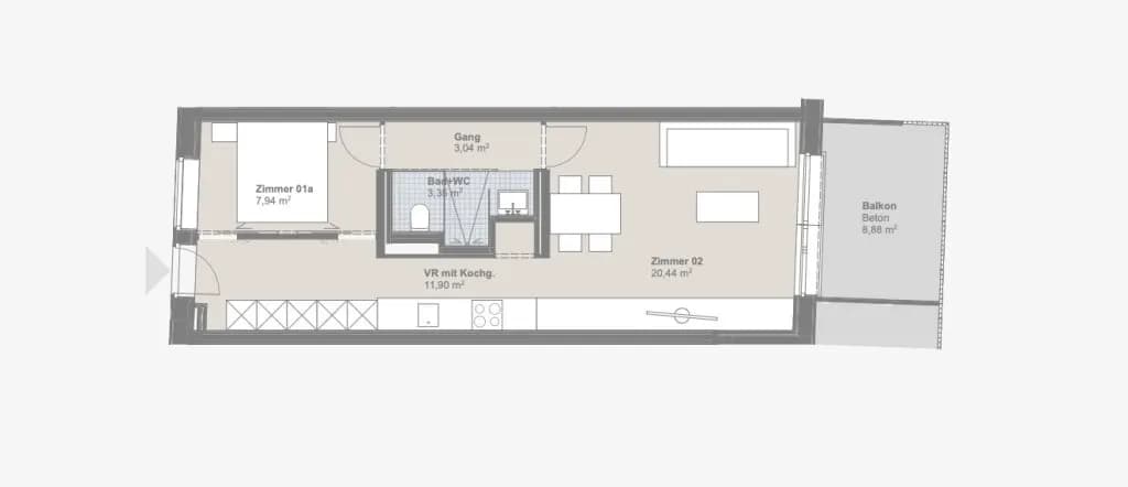 1-Zimmer-Wohnung mieten in Wien – 46,66 m², € 999 – Bild 8 von 9