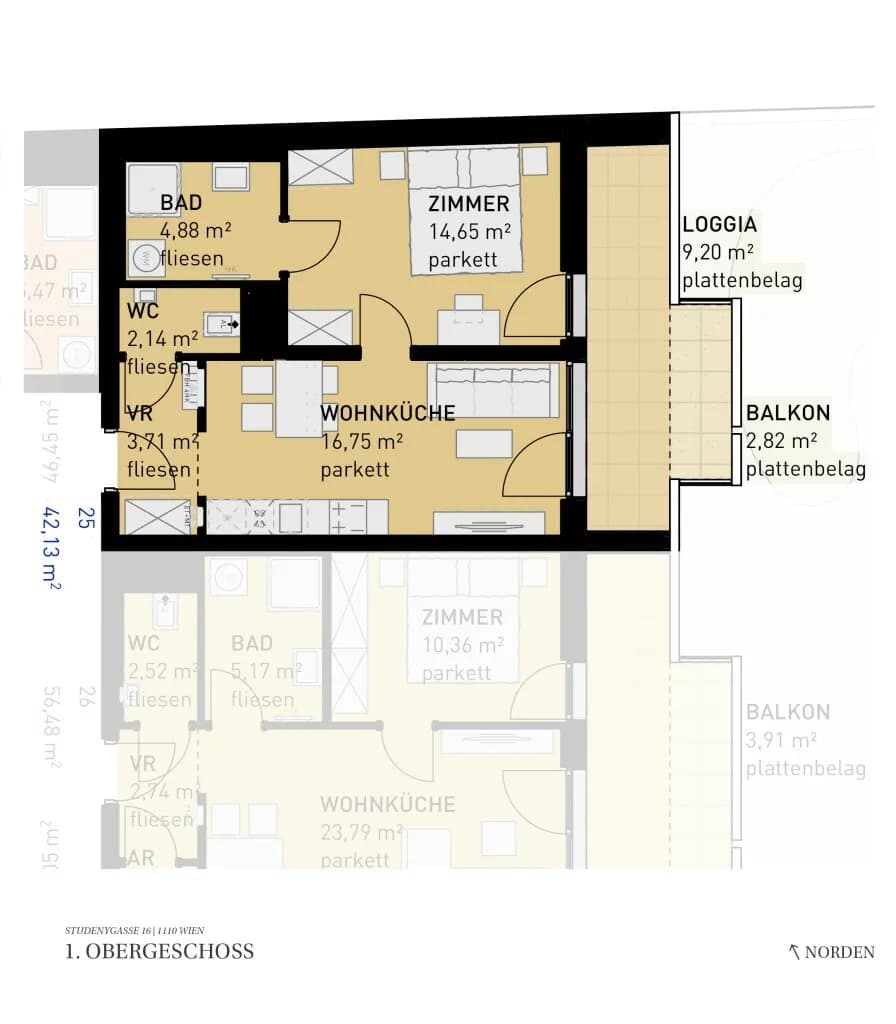 2-Zimmer-Wohnung kaufen in Wien – 42,57 m², € 265.500 – Bild 12 von 12