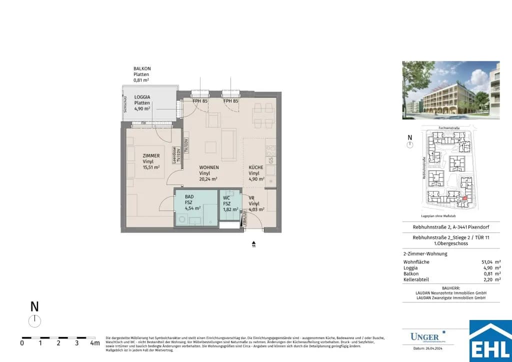 2-Zimmer-Wohnung mieten in Tulln – 51,04 m², € 745 – Bild 13 von 13