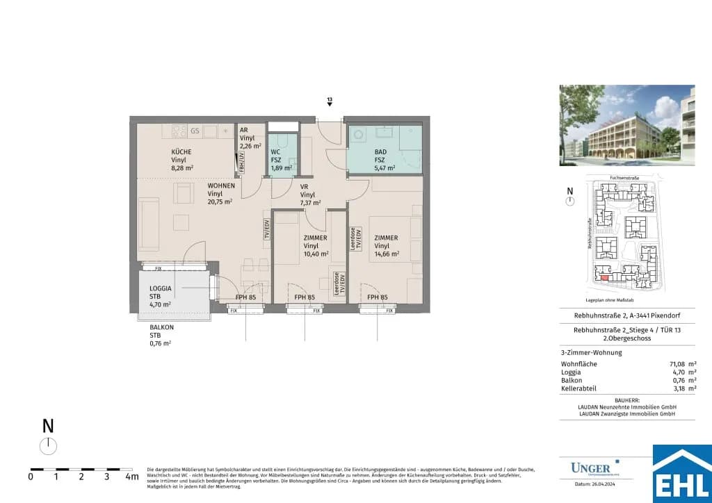 3-Zimmer-Wohnung mieten in Tulln – 71,08 m², € 995 – Bild 16 von 16