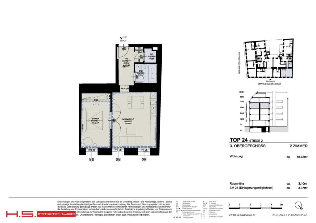 2-Zimmer-Wohnung kaufen in Wien – 48,63 m², € 549.000 – Bild 12 von 12
