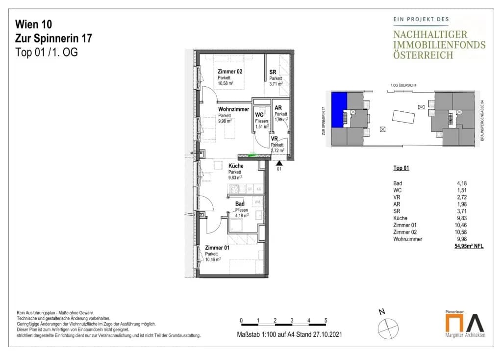 3-Zimmer-Wohnung mieten in Wien – 54,95 m², € 999 – Bild 10 von 10