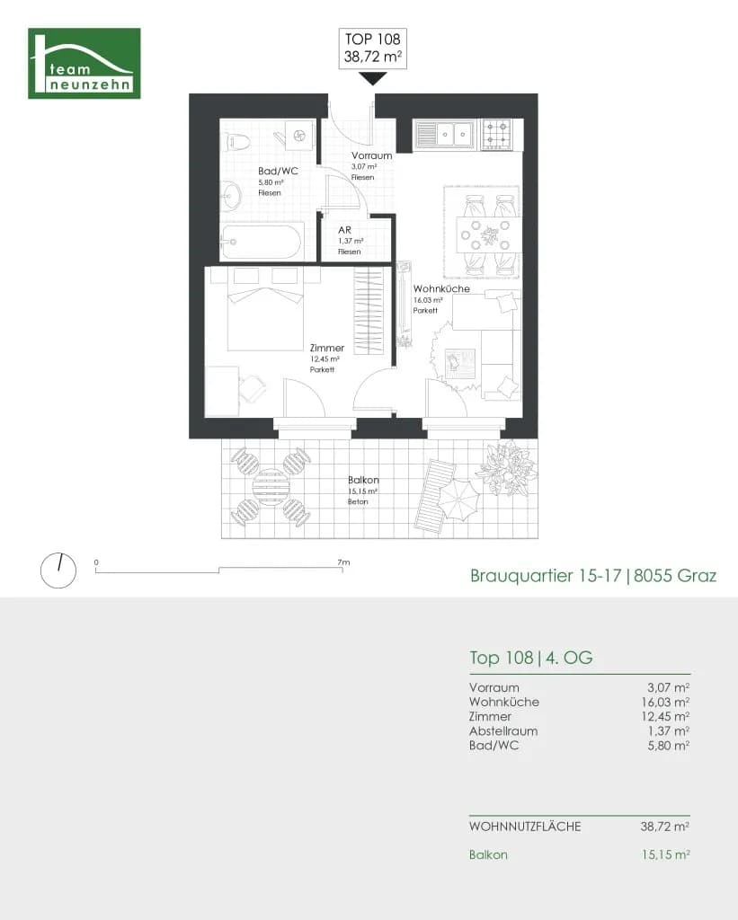 2-Zimmer-Wohnung mieten in Graz – 38,72 m², € 724 – Bild 18 von 18