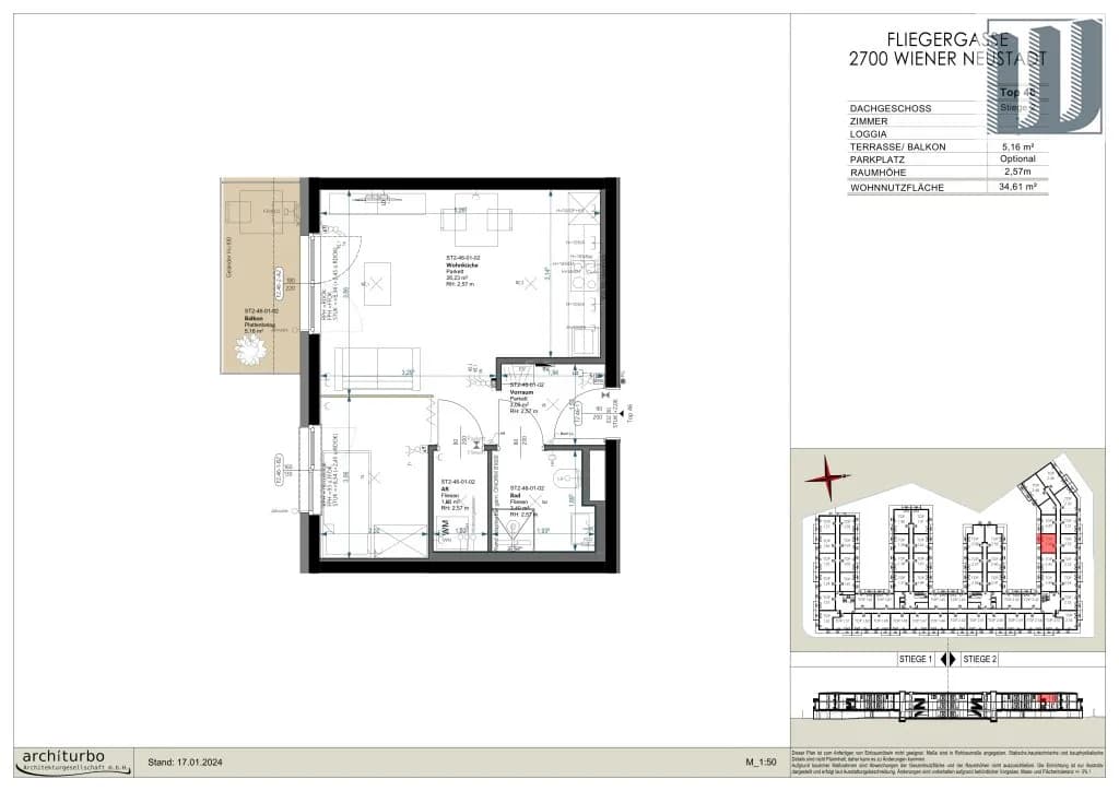 1-Zimmer-Wohnung mieten in Wiener Neustadt – 34,61 m², € 699 – Bild 24 von 24