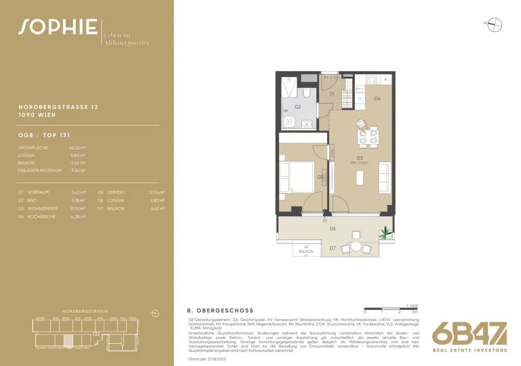 2-Zimmer-Wohnung kaufen in Wien – 46,12 m², € 653.700 – Bild 13 von 13