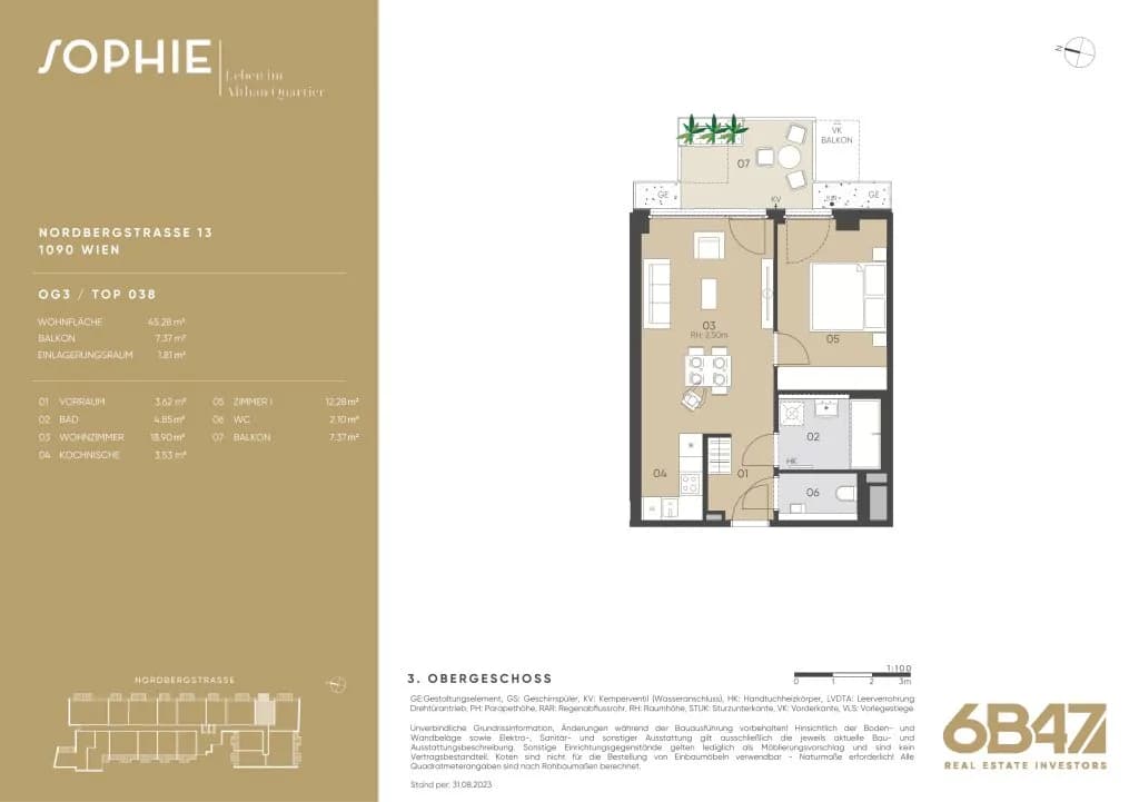 2-Zimmer-Wohnung kaufen in Wien – 45,28 m², € 450.500 – Bild 13 von 13