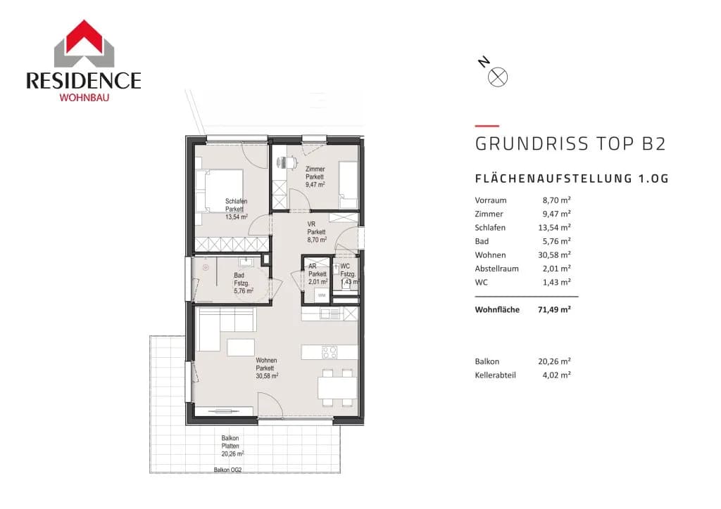 3-Zimmer-Wohnung kaufen in Salzburg-Umgebung – 71,49 m², € 486.000 – Bild 3 von 3