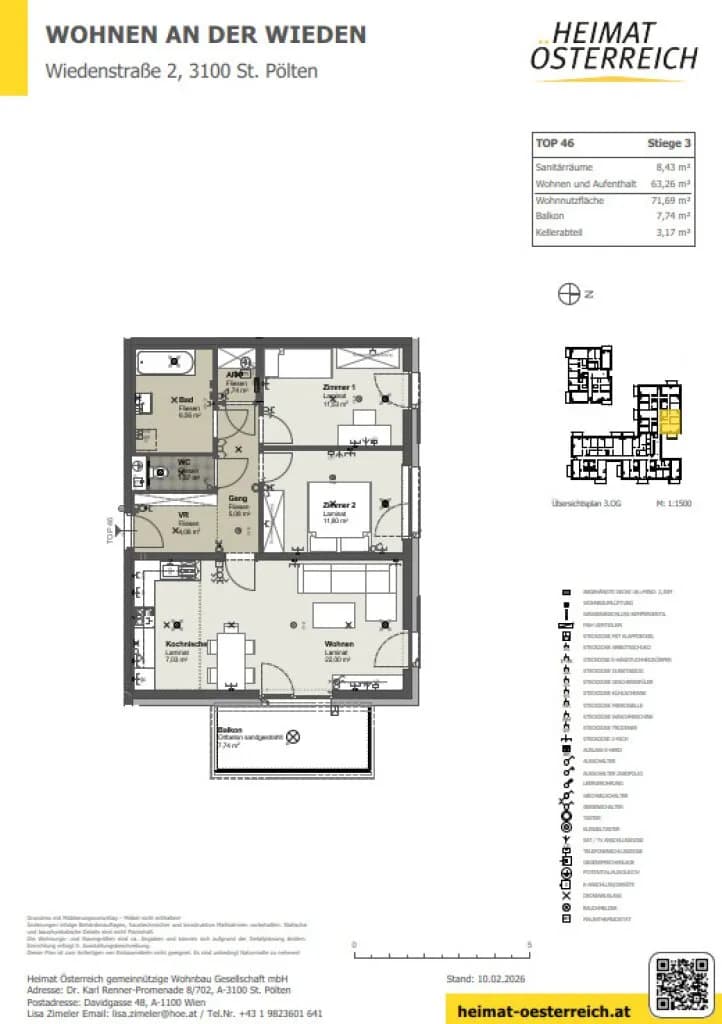 3-Zimmer-Wohnung mieten in Sankt Pölten – 71,69 m², € 906 – Bild 11 von 13