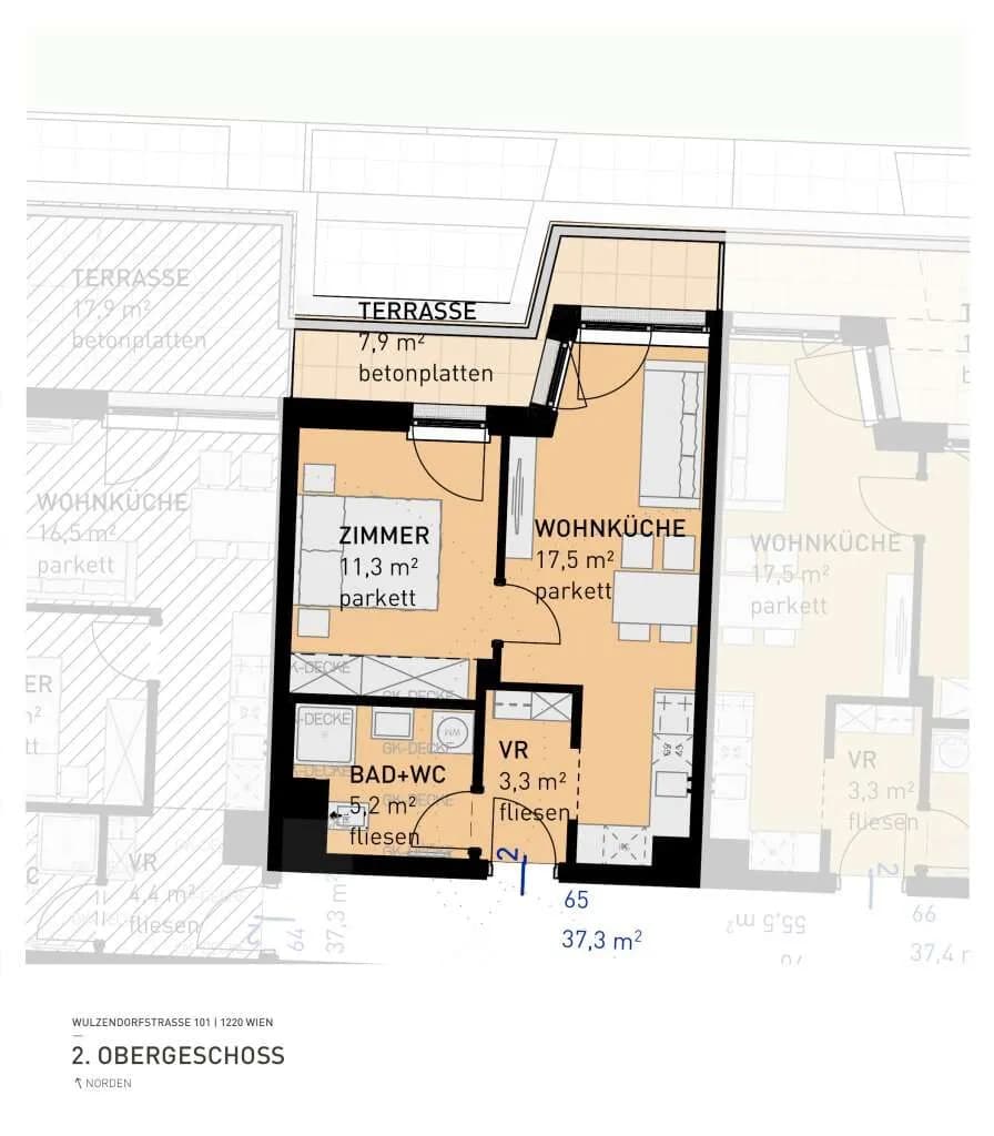 2-Zimmer-Wohnung kaufen in Wien – 36,8 m², € 246.500 – Bild 6 von 6