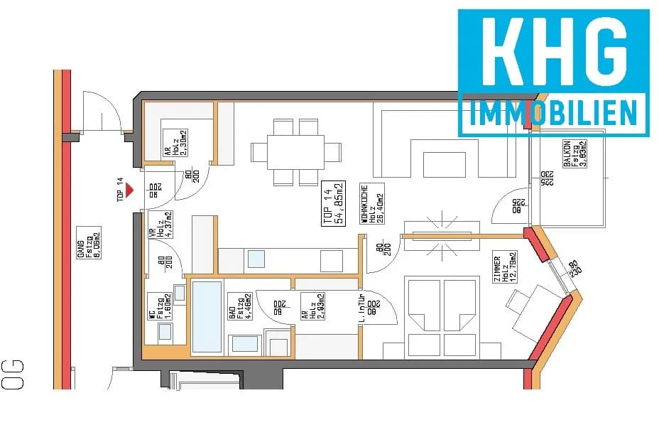 2-Zimmer-Wohnung kaufen in Tulln – 55 m², € 299.600 – Bild 4 von 6