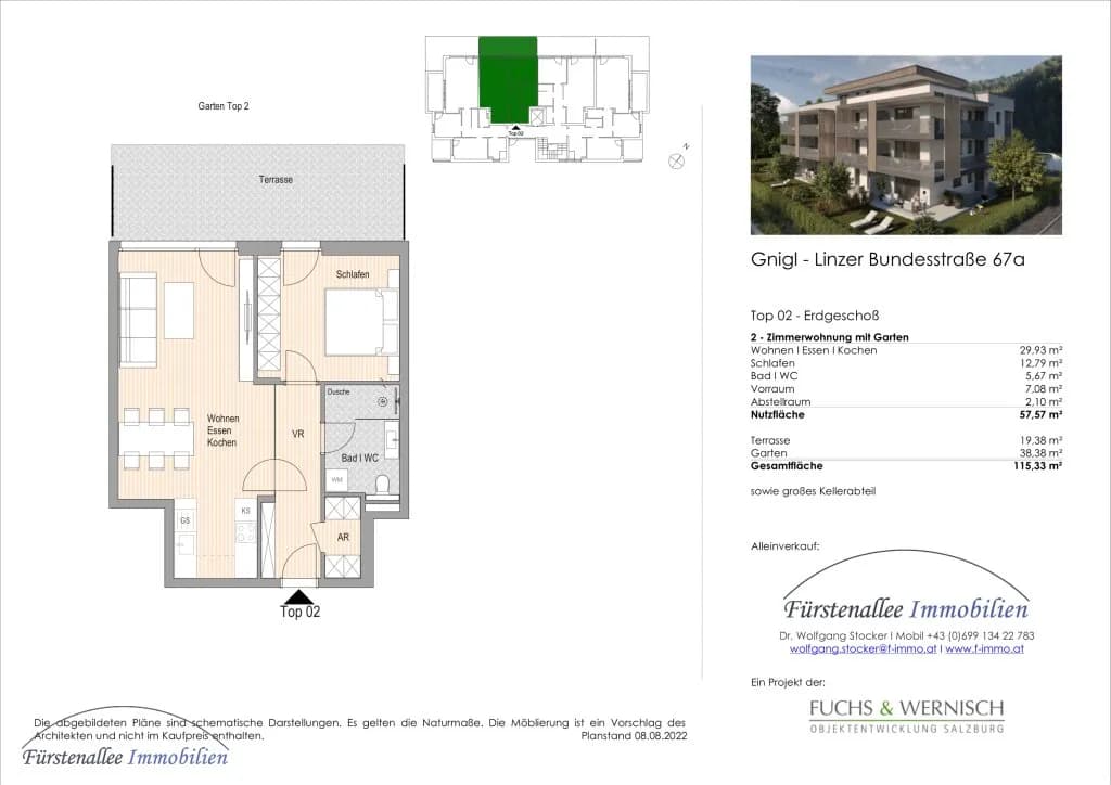 2-Zimmer-Wohnung kaufen in Salzburg Stadt – 57,57 m², € 397.000 – Bild 3 von 4