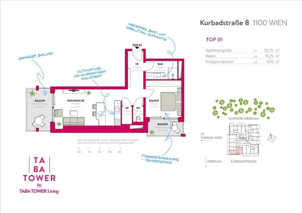 2-Zimmer-Wohnung mieten in Wien – 55,75 m², € 1.586 – Bild 26 von 26