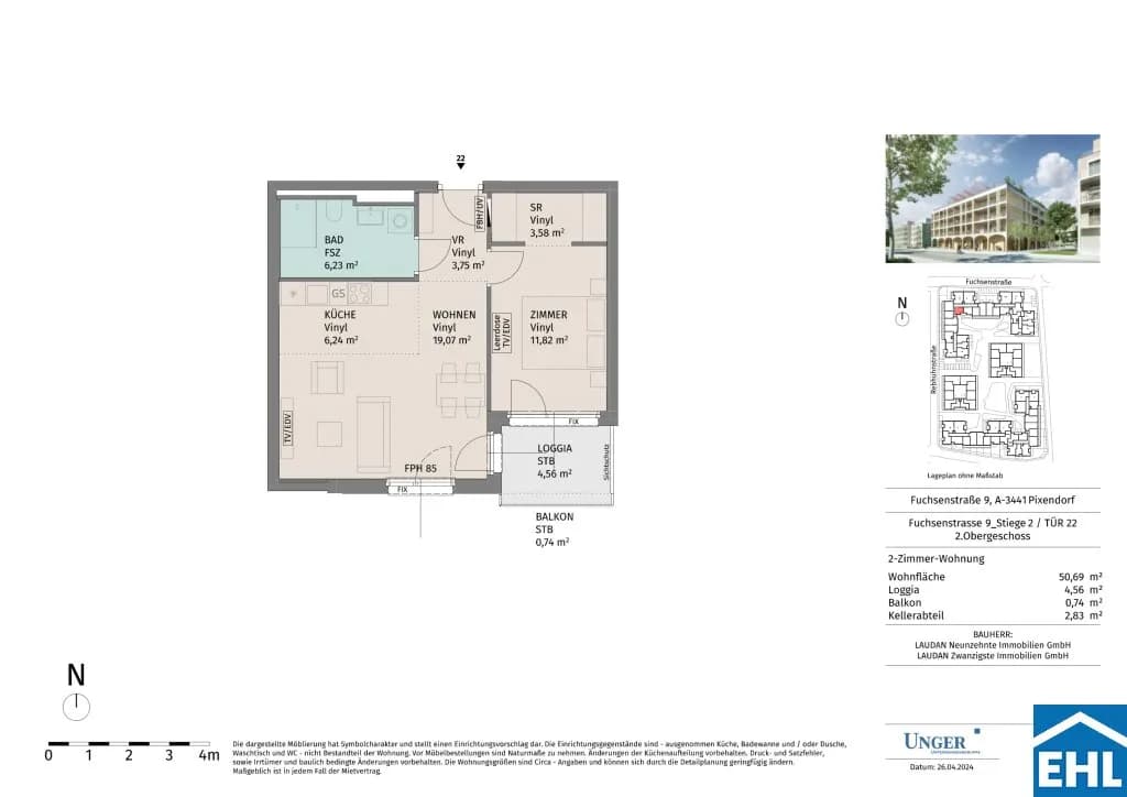 2-Zimmer-Wohnung mieten in Tulln – 50,69 m², € 750 – Bild 16 von 16