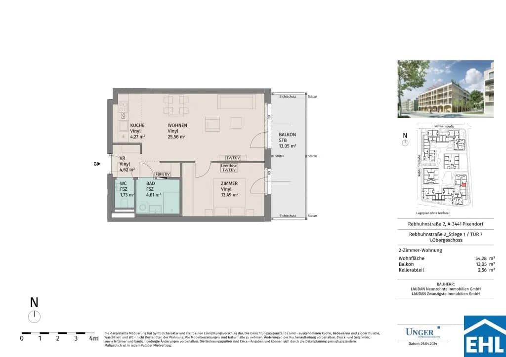 2-Zimmer-Wohnung mieten in Tulln – 54,28 m², € 799 – Bild 14 von 14