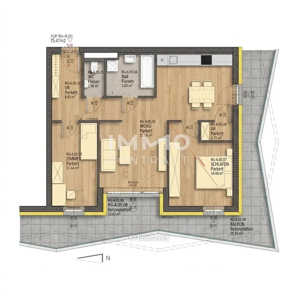 3-Zimmer-Wohnung mieten in Linz – 75,47 m², € 1.249 – Bild 28 von 28