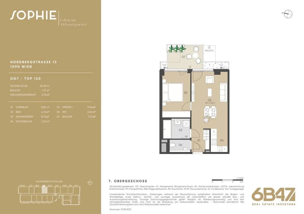 2-Zimmer-Wohnung kaufen in Wien – 45,28 m², € 530.500 – Bild 13 von 13
