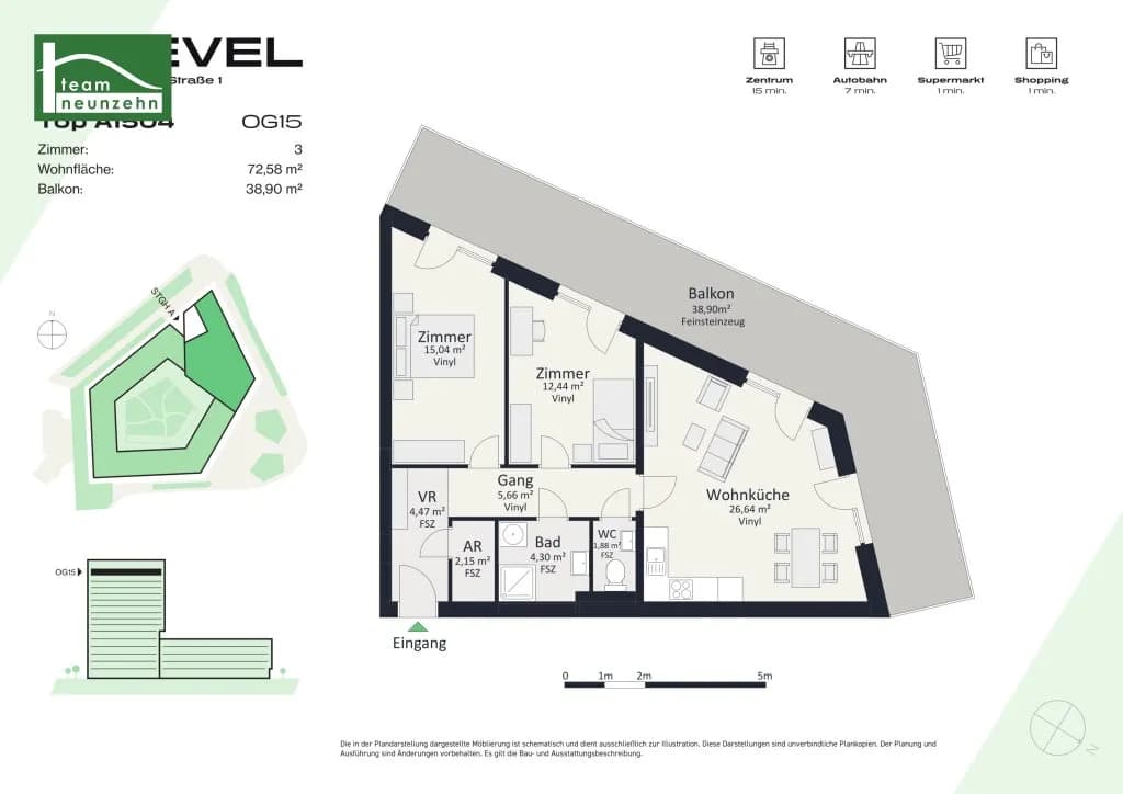 3-Zimmer-Wohnung mieten in Graz – 72,58 m², € 1.399 – Bild 27 von 27