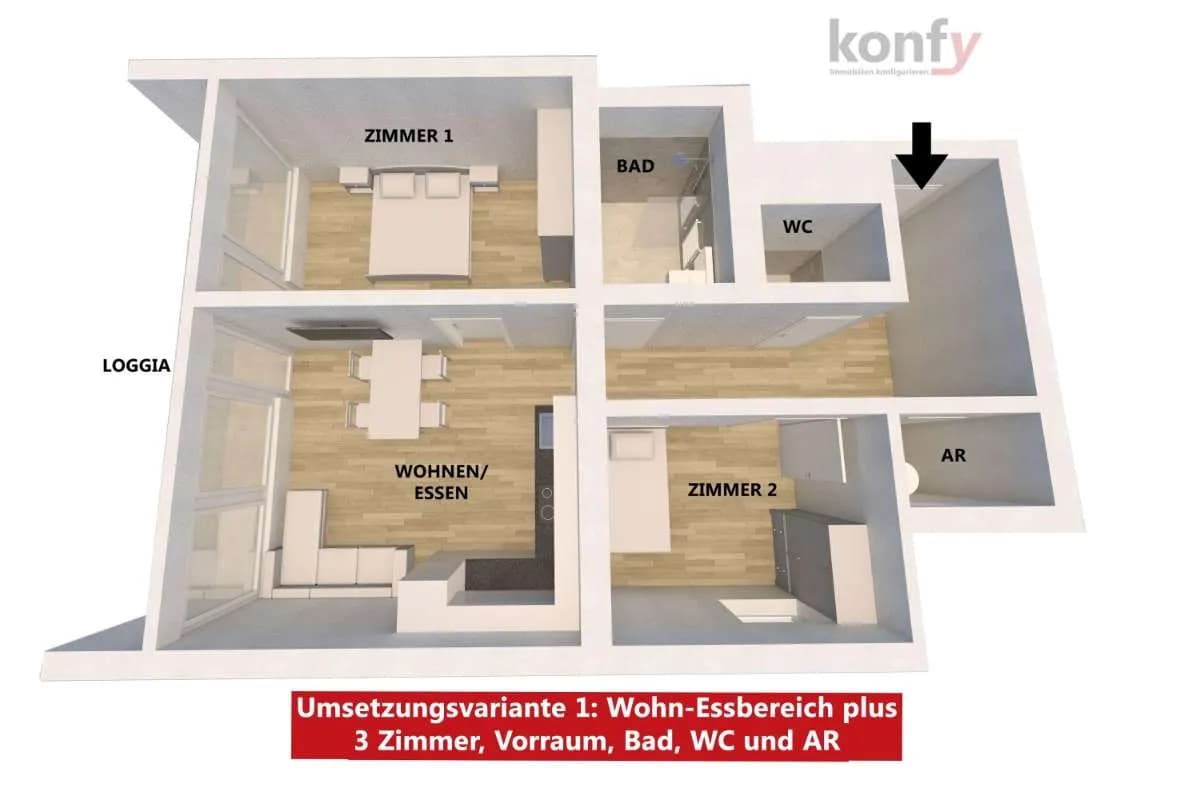 3-Zimmer-Wohnung kaufen in Graz – 63 m², € 159.900 – Bild 8 von 9