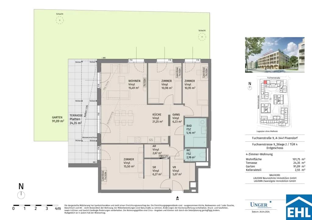 4-Zimmer-Wohnung mieten in Tulln – 101,75 m², € 1.470 – Bild 15 von 15