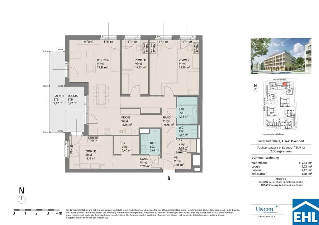 4-Zimmer-Wohnung mieten in Tulln – 114,52 m², € 1.630 – Bild 22 von 22
