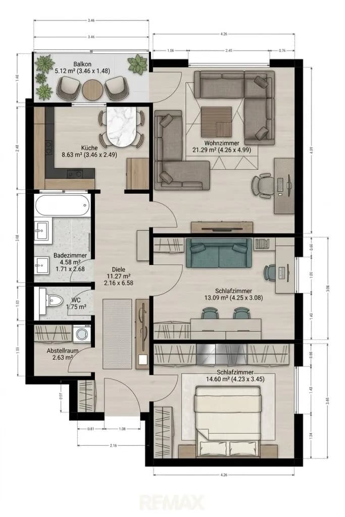 3-Zimmer-Wohnung kaufen in Voitsberg – 75 m², € 127.000 – Bild 14 von 14