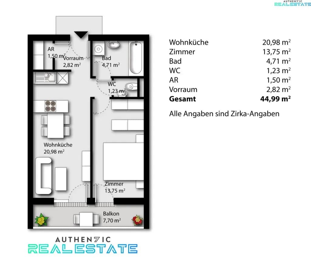 2-Zimmer-Wohnung mieten in Baden – 45 m², € 950 – Bild 10 von 11