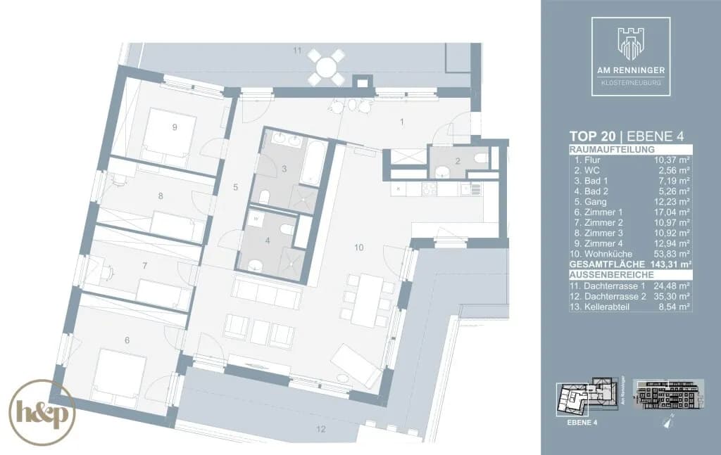5-Zimmer-Wohnung kaufen in Tulln – 143,31 m², € 865.000 – Bild 45 von 45