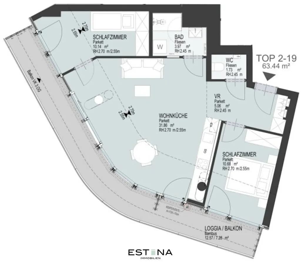 3-Zimmer-Wohnung mieten in Wien – 63,44 m², € 2.099 – Bild 14 von 14