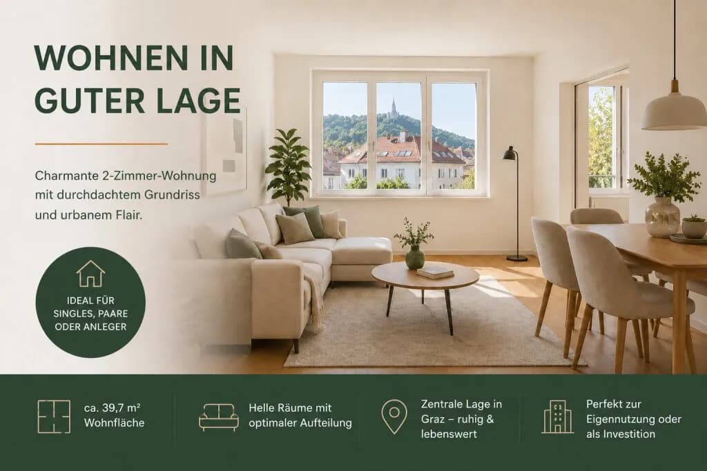 2-Zimmer-Wohnung kaufen in Graz – 39 m², € 89.500