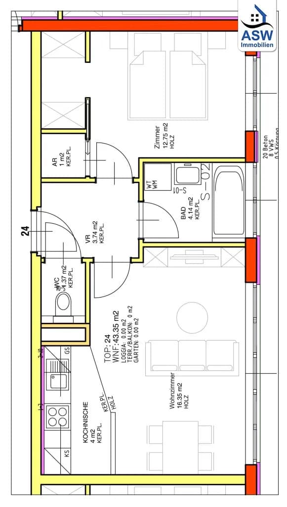 2-Zimmer-Wohnung kaufen in Wien – 43,35 m², € 220.000 – Bild 8 von 8