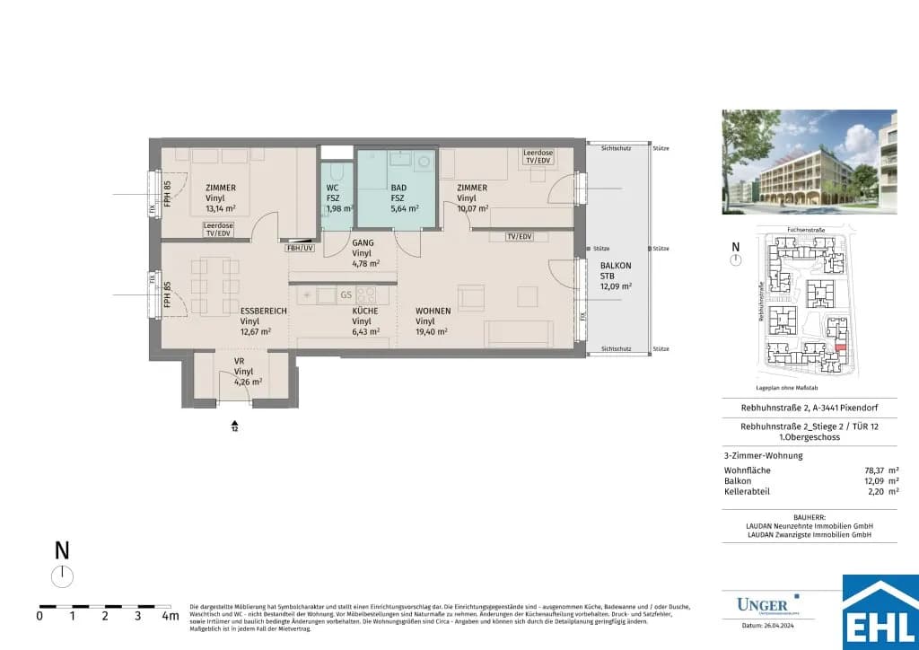 3-Zimmer-Wohnung mieten in Tulln – 77,97 m², € 1.135 – Bild 20 von 21