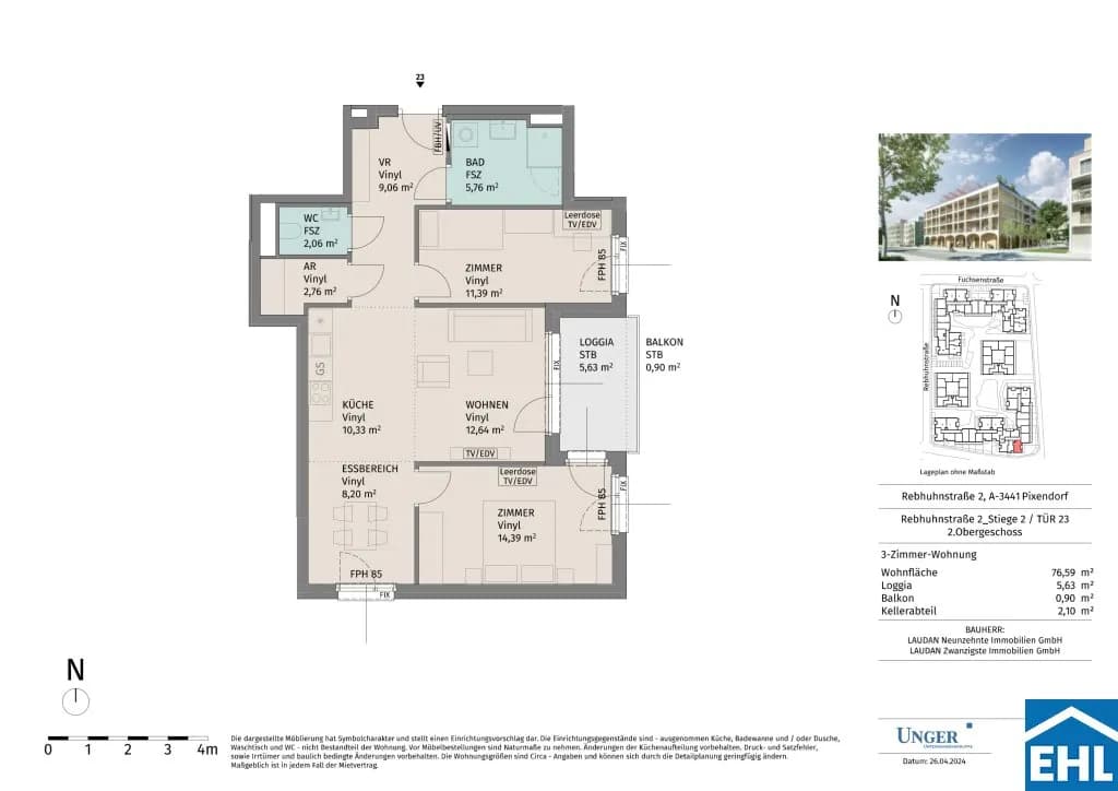 3-Zimmer-Wohnung mieten in Tulln – 77,97 m², € 1.135 – Bild 21 von 21