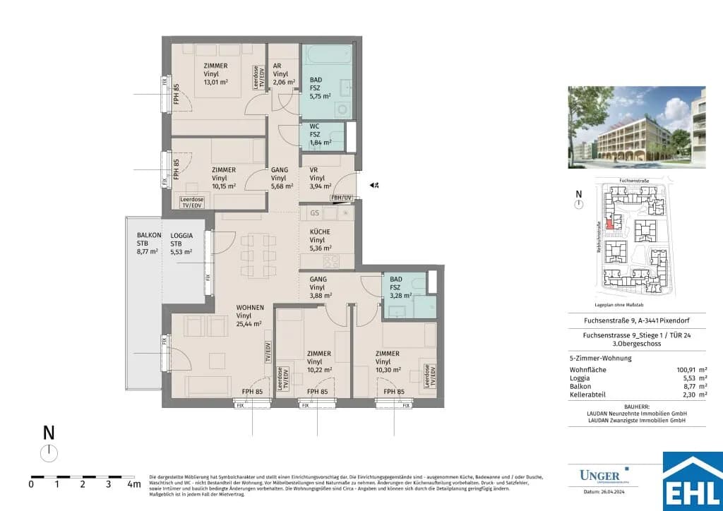 5-Zimmer-Wohnung mieten in Tulln – 100,91 m², € 1.569 – Bild 10 von 10