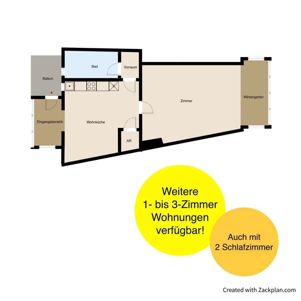 2-Zimmer-Wohnung mieten in Graz – 50 m², € 650 – Bild 2 von 9