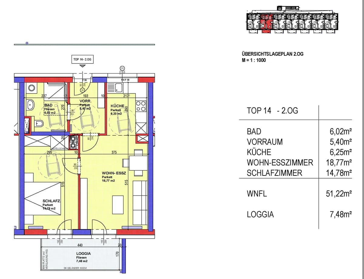 2-Zimmer-Wohnung mieten in Linz – 58,7 m², € 571 – Bild 2 von 2