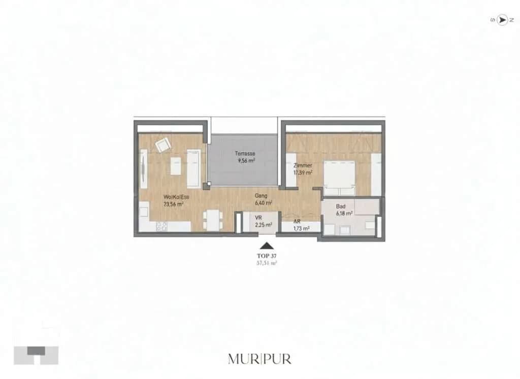 2-Zimmer-Wohnung kaufen in Graz – 57,51 m², € 407.631 – Bild 3 von 3