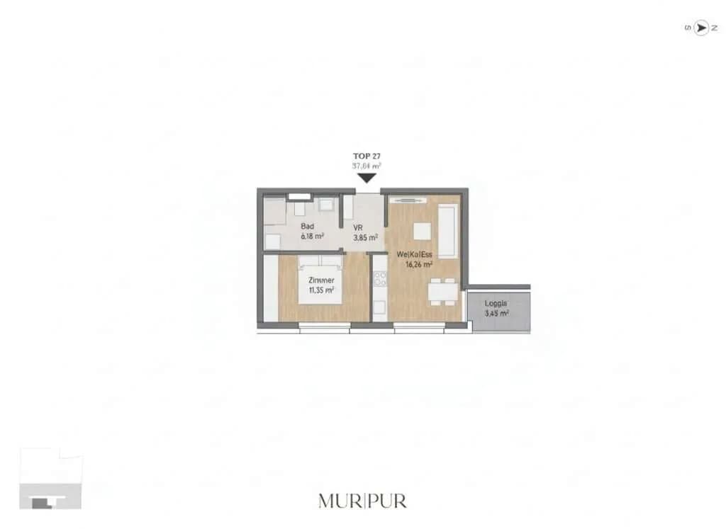 2-Zimmer-Wohnung kaufen in Graz – 37,64 m², € 203.256 – Bild 2 von 2