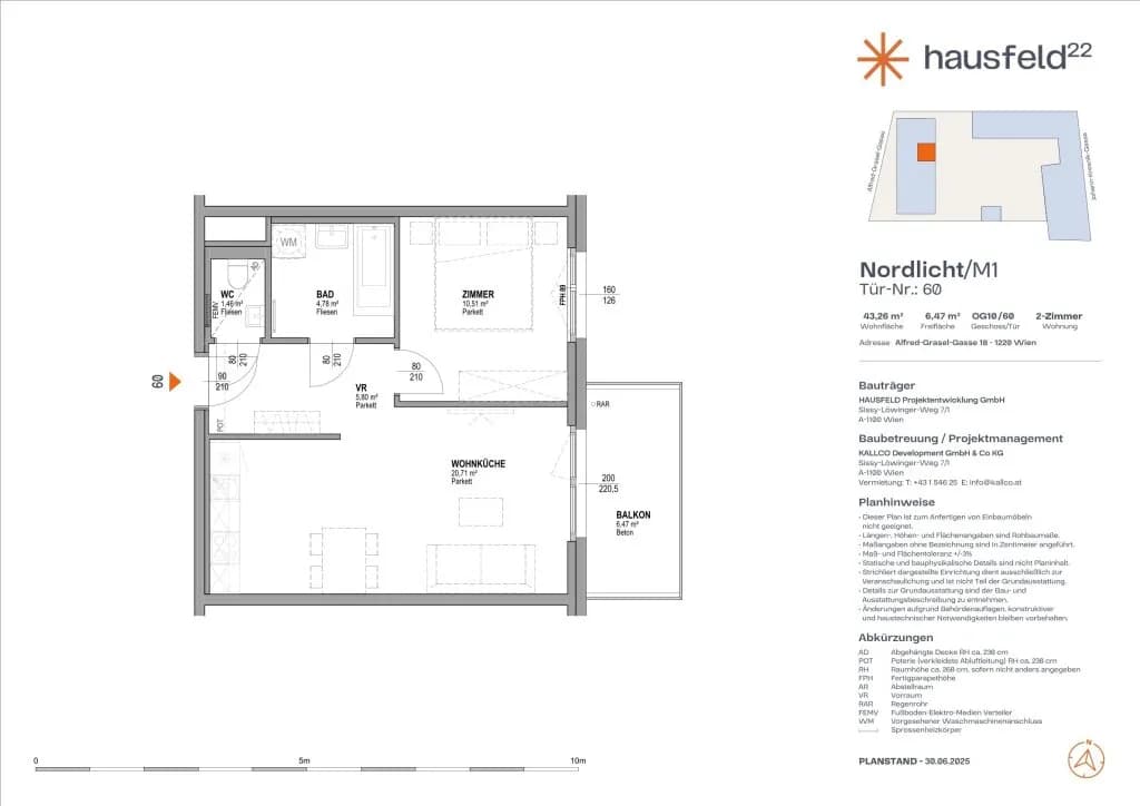 2-Zimmer-Wohnung mieten in Wien – 43,26 m², € 930