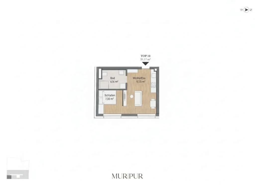 2-Zimmer-Wohnung kaufen in Graz – 31,17 m², € 160.993 – Bild 2 von 2