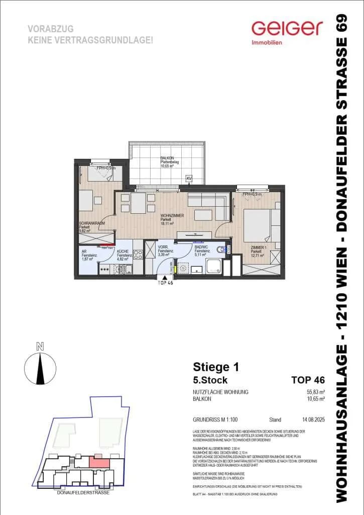 2-Zimmer-Wohnung kaufen in Wien – 55,83 m², € 404.000 – Bild 2 von 11