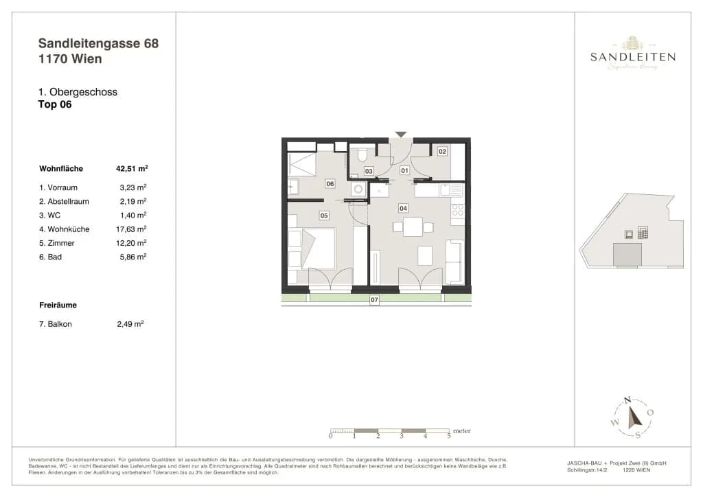 2-Zimmer-Wohnung kaufen in Wien – 42,51 m², € 359.000 – Bild 12 von 12